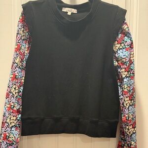 Karlie Black Top with Floral Sleeves
